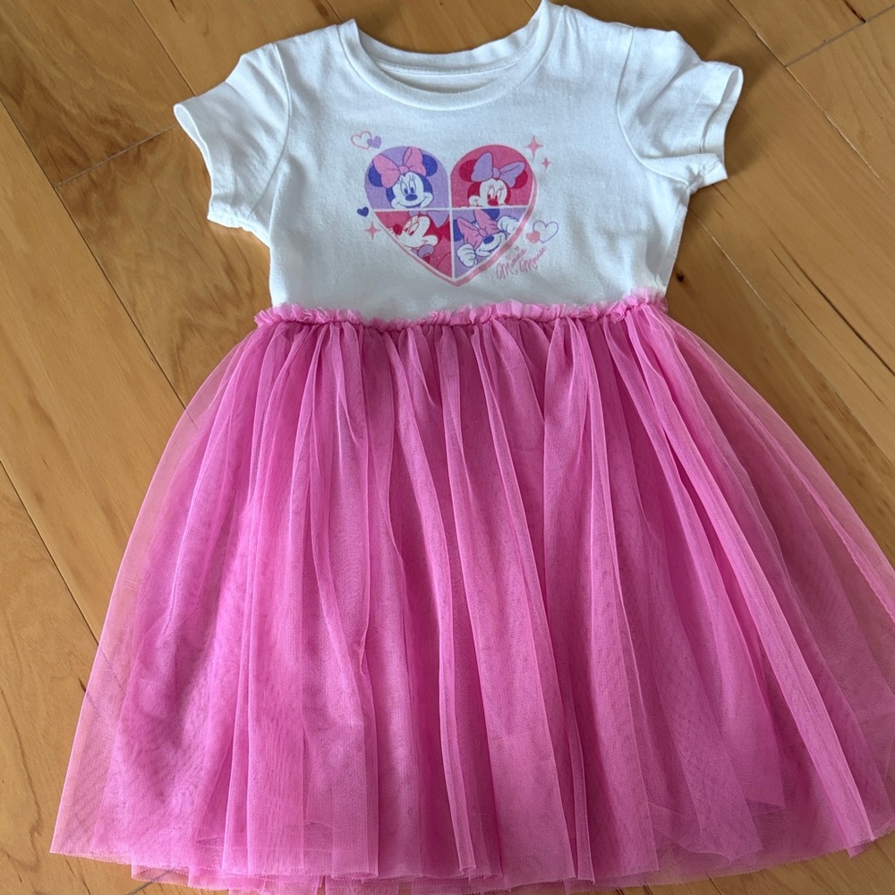 Pink Tulle Dress with Minnie Mouse Heart Design